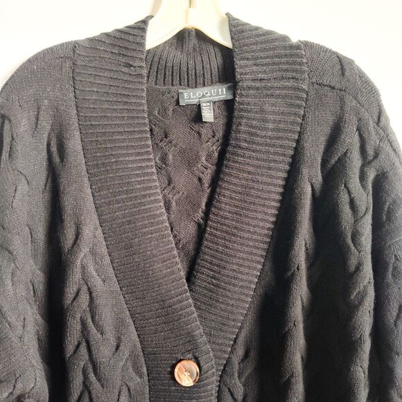 New Eloquii Sweater Dress Novelty Stitch Cardigan Size 18 / 20 Black Academia - Picture 8 of 16